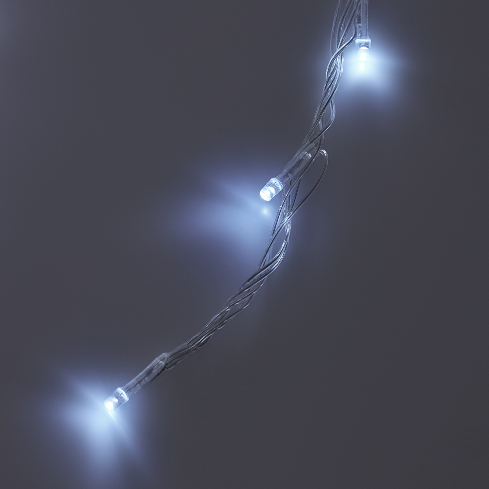 Гирлянда уличная 1,2х2 м СНОУ БУМ, 192 LED ламп, белое свечение, ПВХ прозрачный, 8 режимов, эффект водопада, 8 нитей, коннектор, 220В, арт.№ 382-023