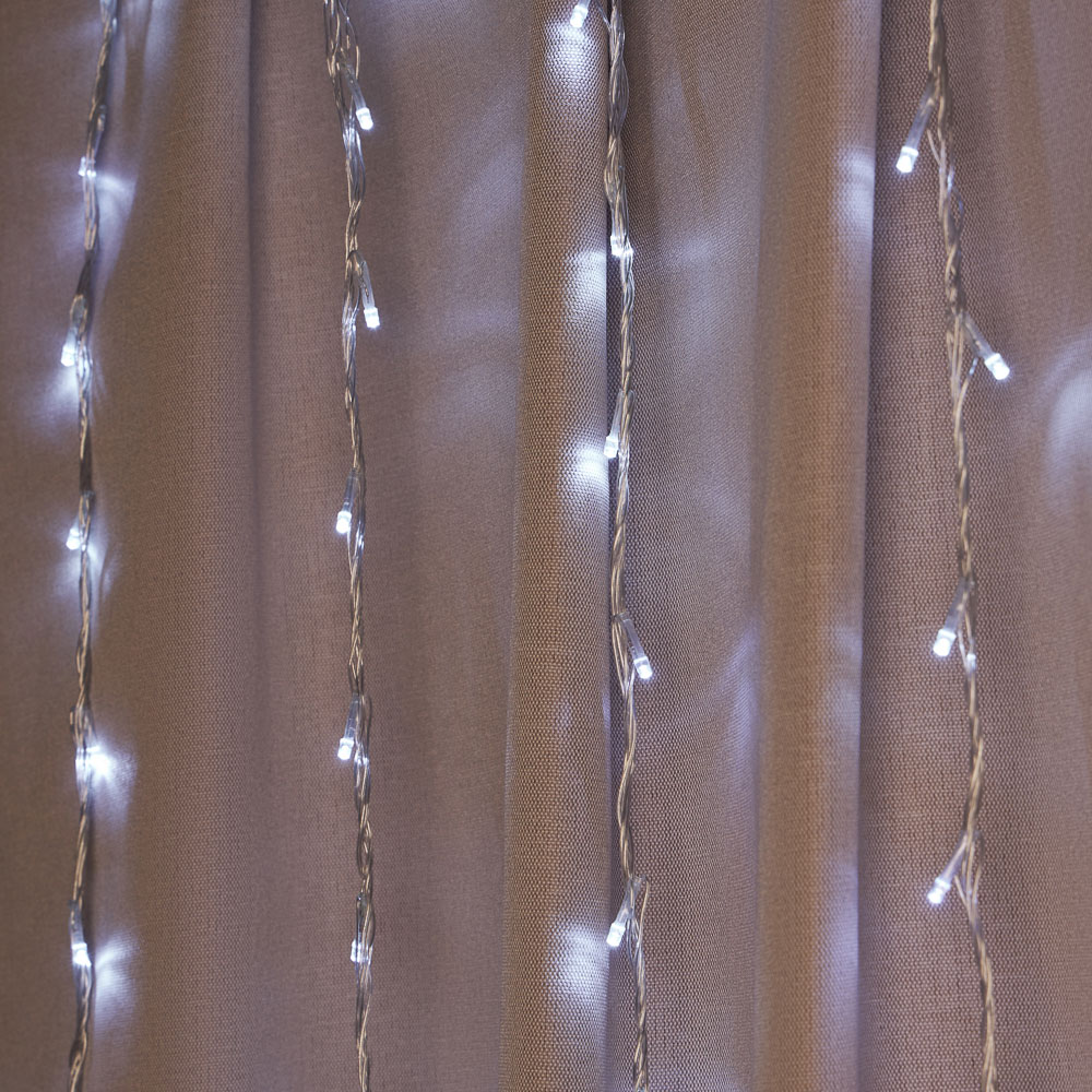 Гирлянда уличная 1,2х2 м СНОУ БУМ, 192 LED ламп, белое свечение, ПВХ прозрачный, 8 режимов, эффект водопада, 8 нитей, коннектор, 220В, арт.№ 382-023