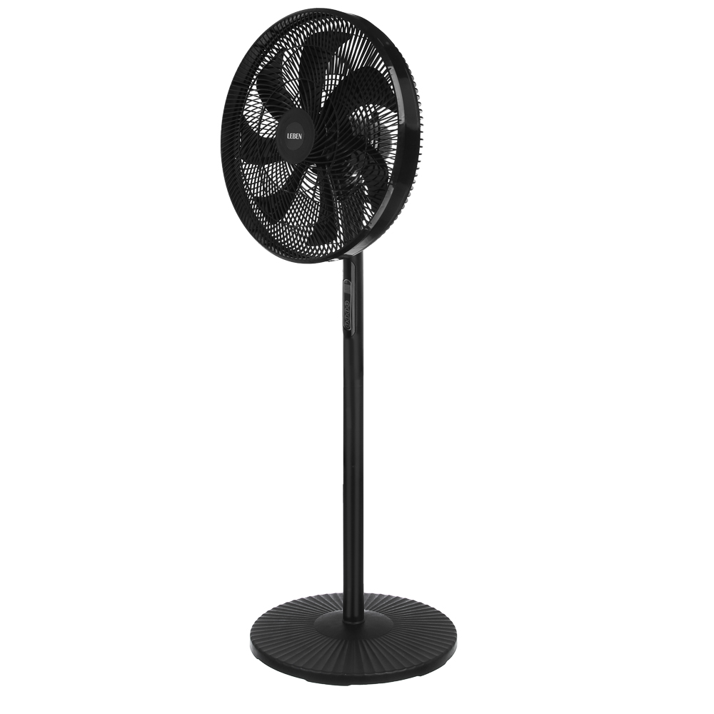 Вентилятор напольный тм LEBEN 40Вт, 8 скоростей, диаметр 41см, 220в, таймер, пульт ДУ, черный, арт.№ 243-012