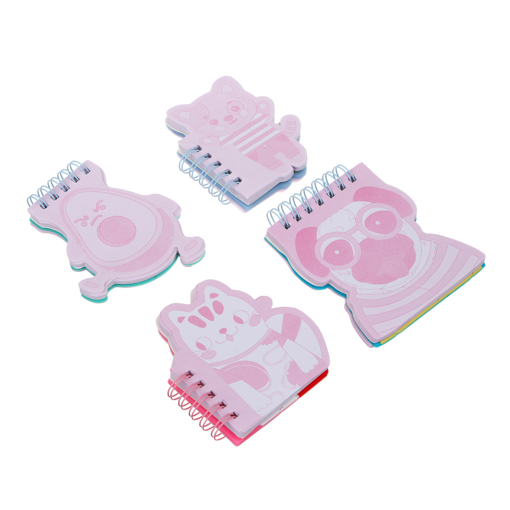 ClipStudio Записная книжка фигурная, 6,6-8,5x8,5-9,4 см, 80л.,облож. силикон,спираль,цв.листы,4 диз., арт.№ 557-016