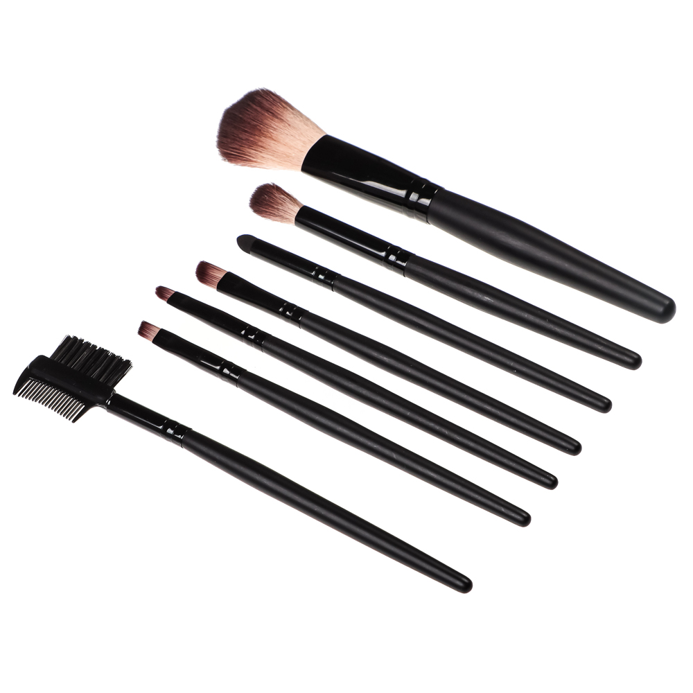 Набор кистей для макияжа 7шт професс тм ЮНИLOOK, дерево, синтетич.нейлон, 15см, черный, 26905-26, арт.№ 357-043