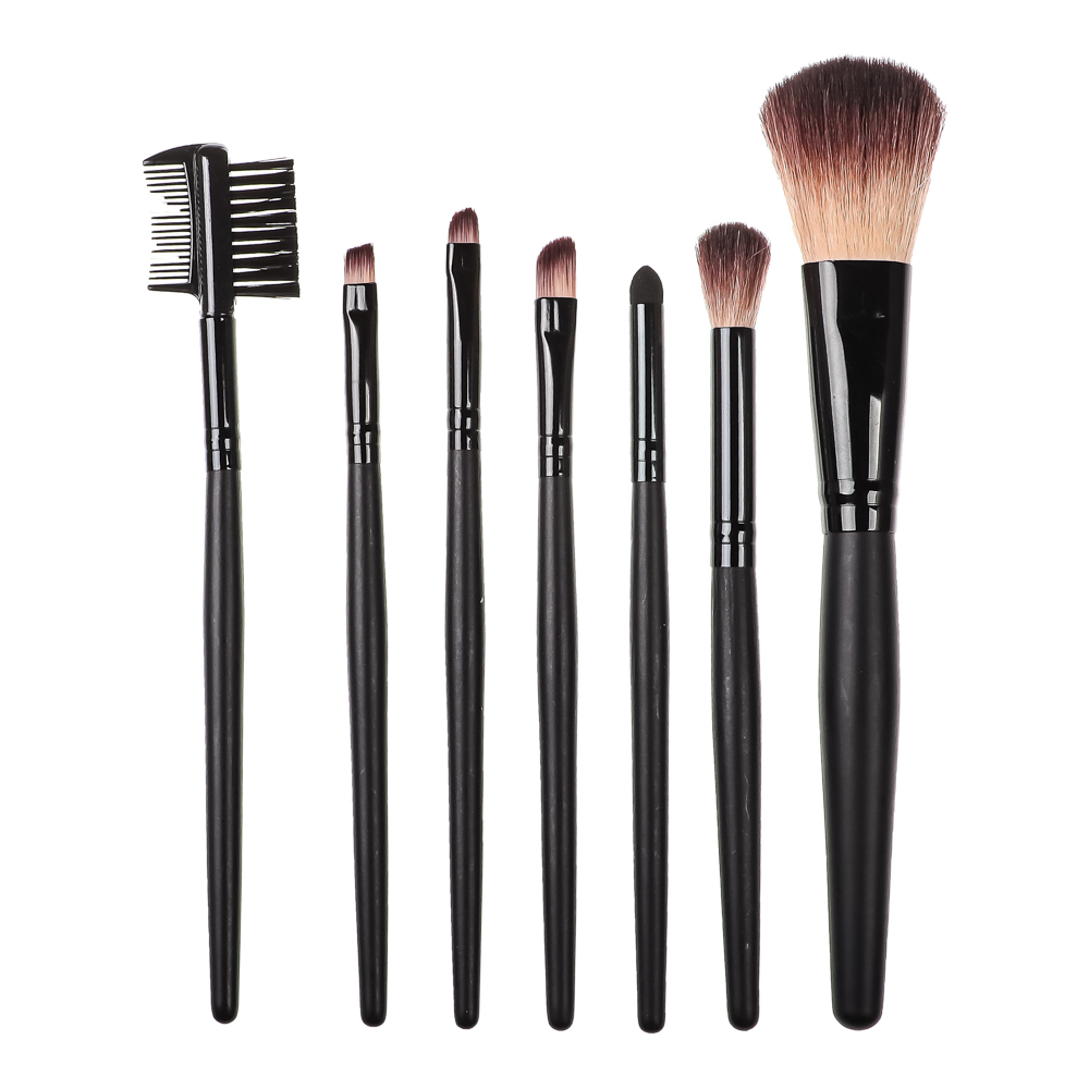 Набор кистей для макияжа 7шт професс тм ЮНИLOOK, дерево, синтетич.нейлон, 15см, черный, 26905-26, арт.№ 357-043