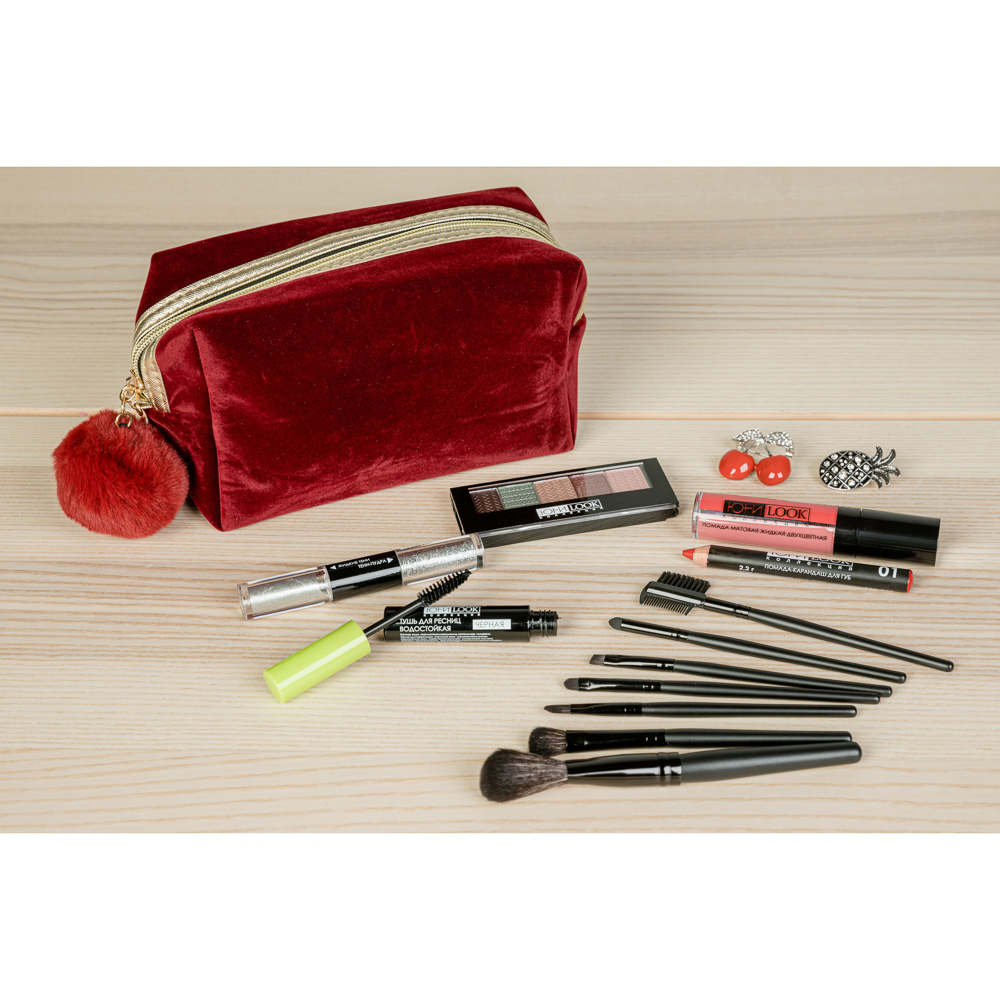 Набор кистей для макияжа 7шт професс тм ЮНИLOOK, дерево, синтетич.нейлон, 15см, черный, 26905-26, арт.№ 357-043