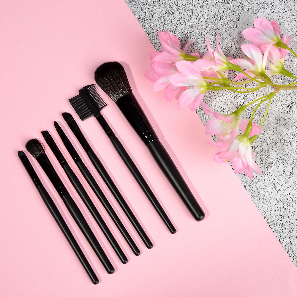 Набор кистей для макияжа 7шт професс тм ЮНИLOOK, дерево, синтетич.нейлон, 15см, черный, 26905-26, арт.№ 357-043