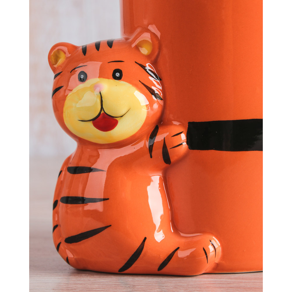 СНОУ БУМ Набор столовых приборов в подставке, сувенирный Тигр, керамика, дерево, 11,5x8x12см, арт.№ 359-795