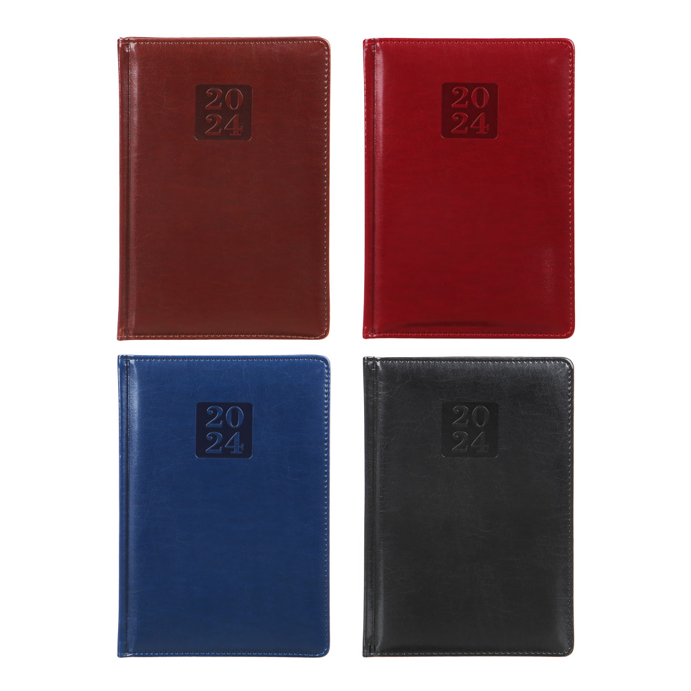 Ежедневник на 2024 "ПРЕСТИЖ" А5, 352 стр., тв.обл.с поролоном, иск.кожа, цв.срез, тонир.блок, 4 цв., арт.№ 572-138