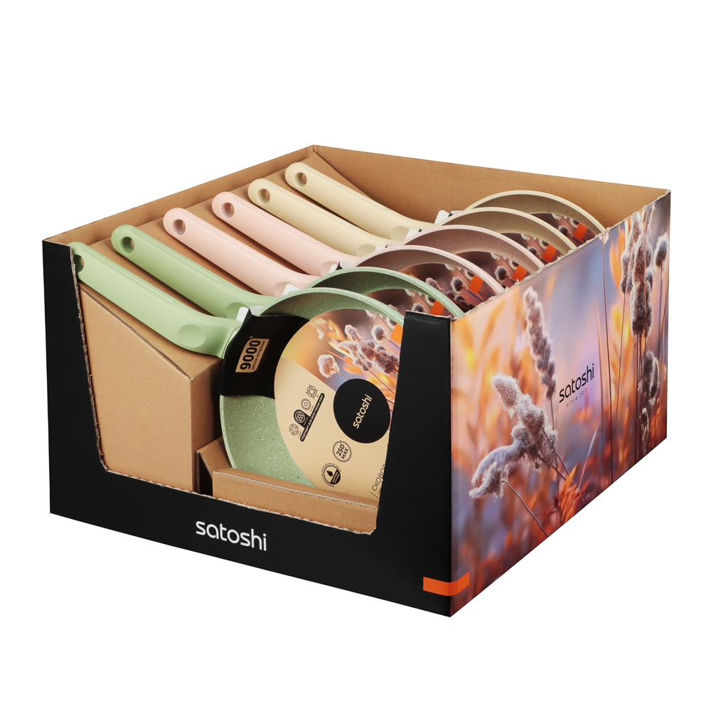 SATOSHI Эмери Сковорода литая d=24см, антипригарное покрытие мрамор, индукция, 3 цвета, арт.№ 846-741