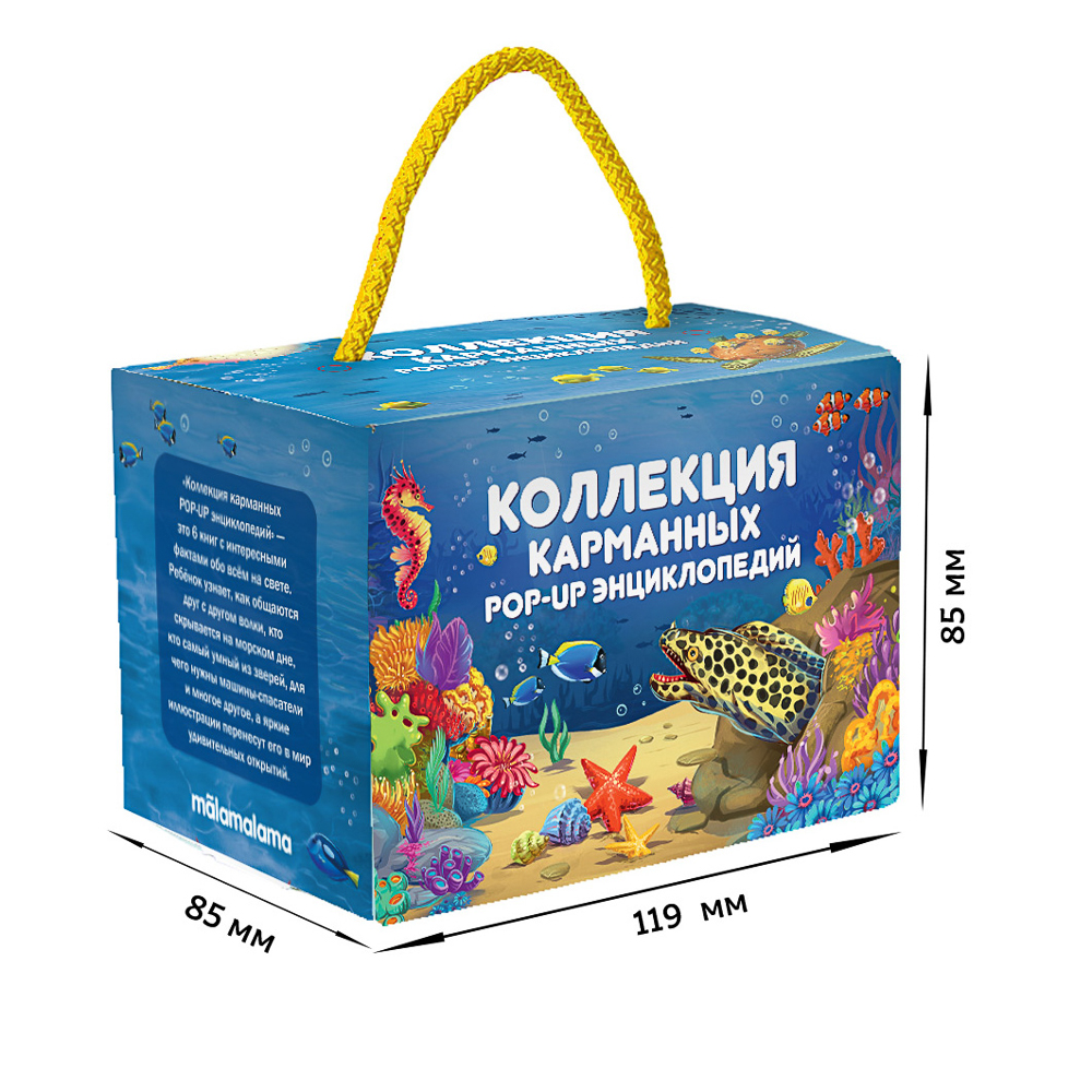 Набор 6 книг "Карманная POP-UP энциклопедия, 12х8,5х8,5 см, картон, 10 стр., 2 дизайна, арт.№ 857-171