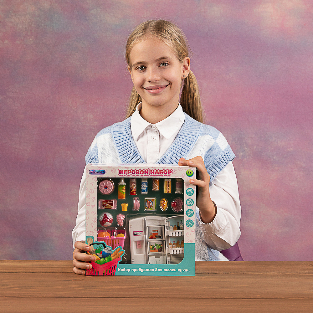 ИГРОЛЕНД Набор игровой, холодильник с продуктами, 24x6,8x24 см, ABS, арт.№ 294-199