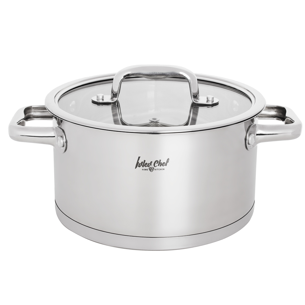 Ivlev Chef Royal Кастрюля 20х11см 3,4л, со стекл. крышкой, индукция, нерж.сталь 18/10, арт.№ 822-221