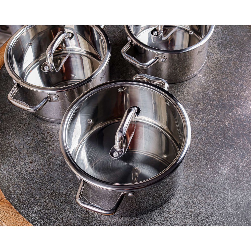 Ivlev Chef Royal Кастрюля 20х11см 3,4л, со стекл. крышкой, индукция, нерж.сталь 18/10, арт.№ 822-221