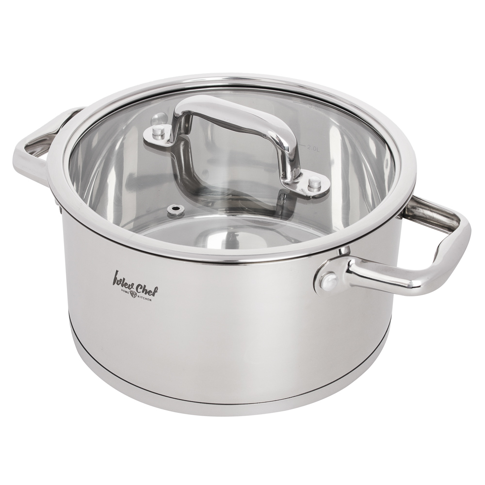 Ivlev Chef Royal Кастрюля 20х11см 3,4л, со стекл. крышкой, индукция, нерж.сталь 18/10, арт.№ 822-221