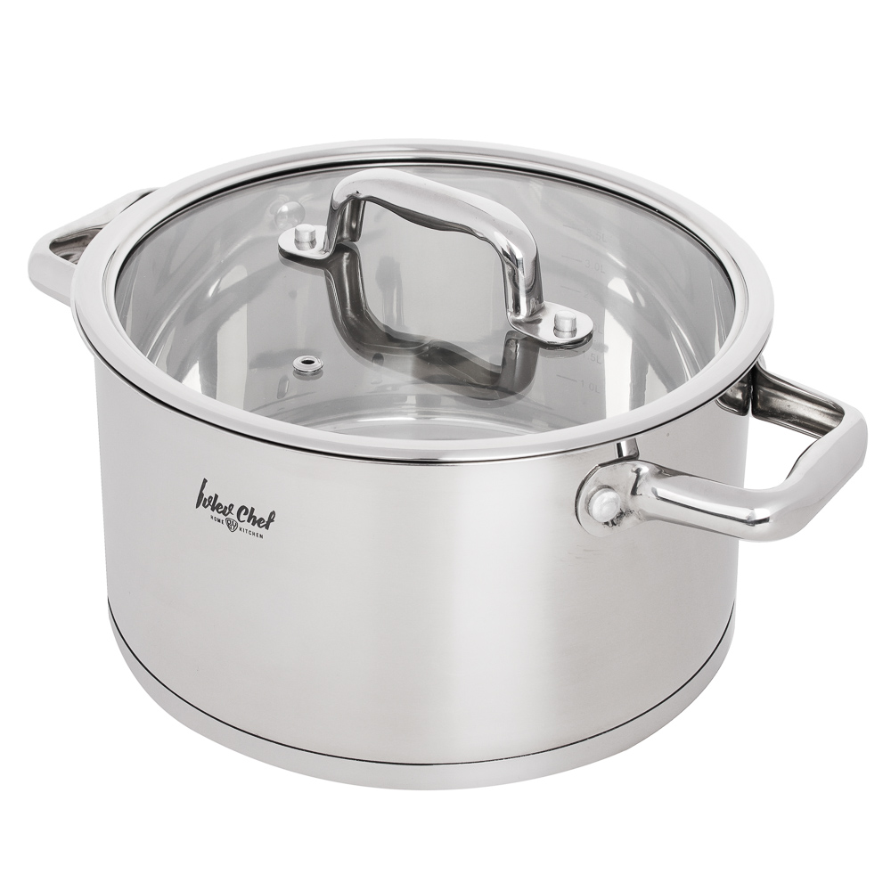 Ivlev Chef Royal Кастрюля 22х12см 4,5л, со стекл. крышкой, индукция, нерж.сталь 18/10, арт.№ 822-222