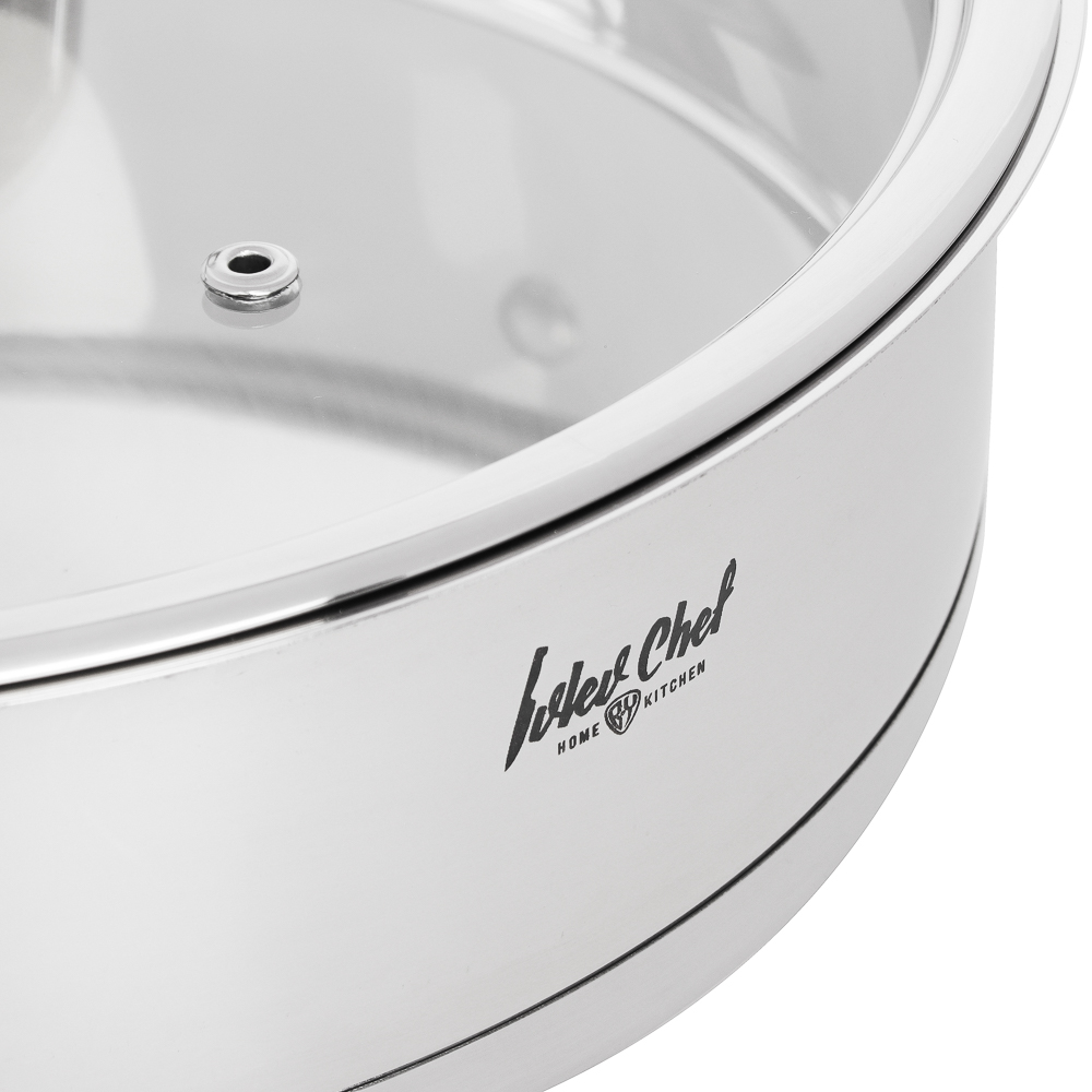 Ivlev Chef Royal Сотейник 26х7см 3,7л, со стекл. крышкой, индукция, нерж.сталь 18/10, арт.№ 822-224