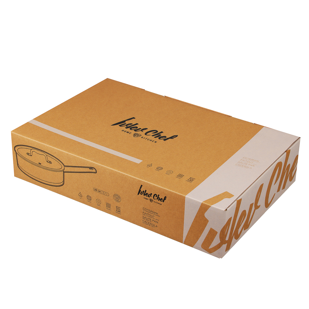 Ivlev Chef Royal Сотейник 26х7см 3,7л, со стекл. крышкой, индукция, нерж.сталь 18/10, арт.№ 822-224