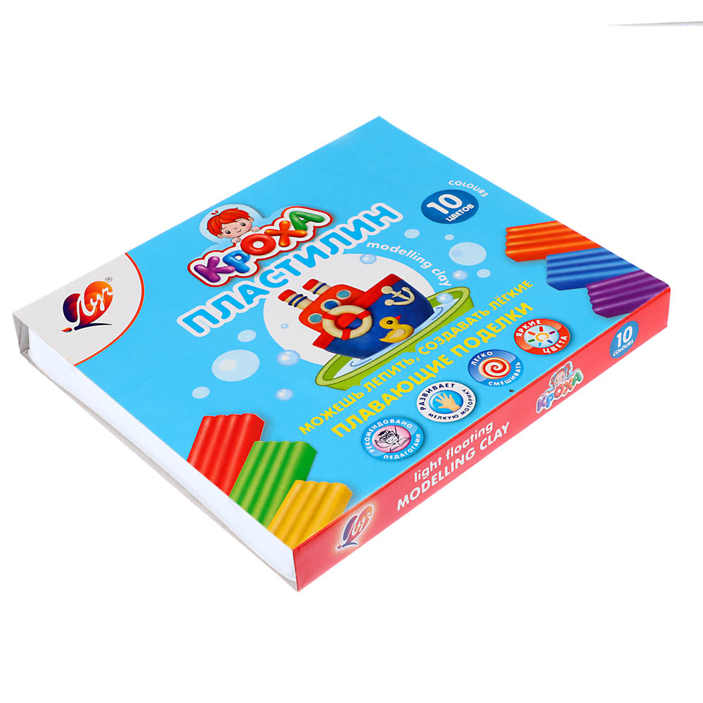 ЛУЧ Пластилин "Кроха", легкий плавающий, 10 цветов, со стеком, в картонной коробке, арт.№ 239-064