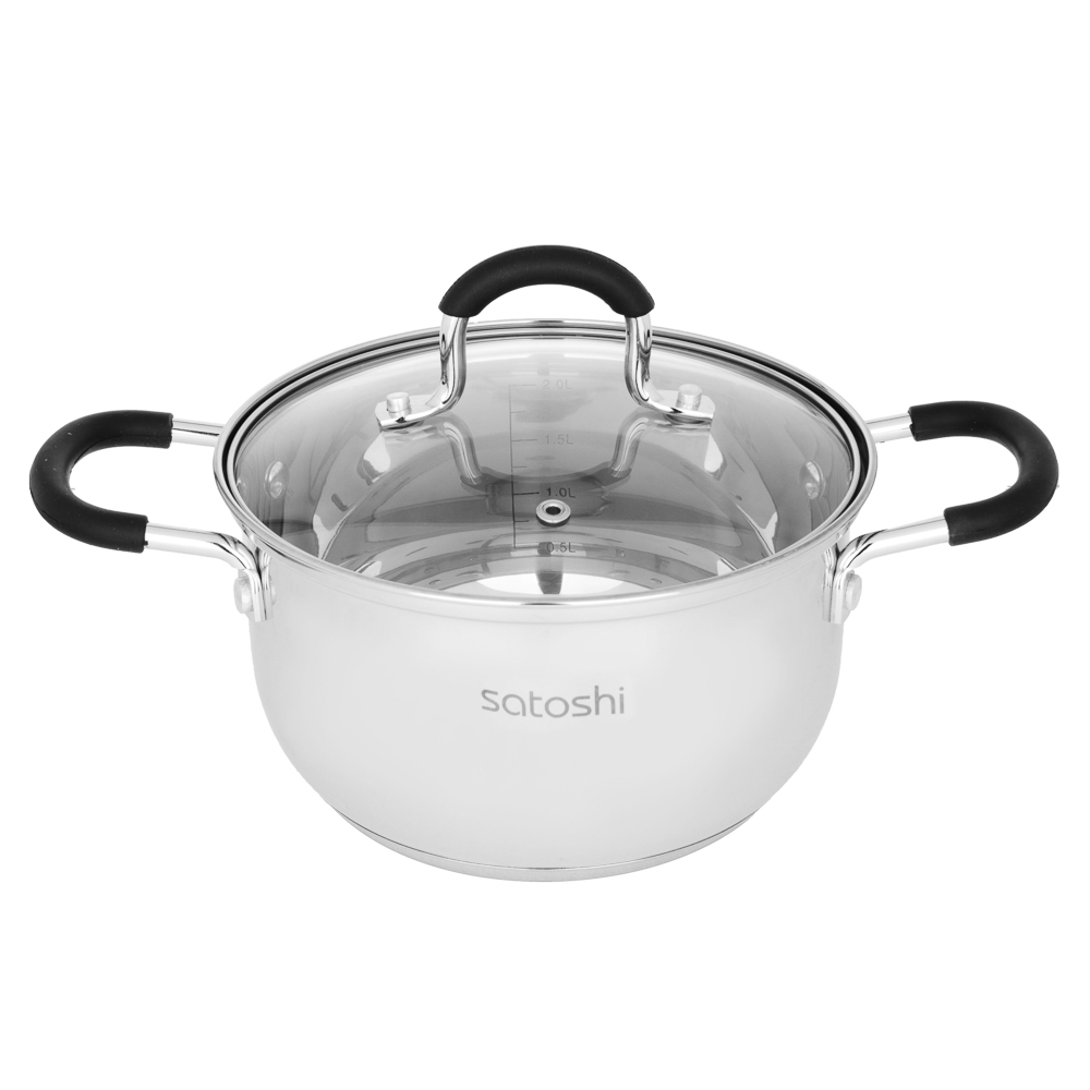 SATOSHI Альбер Кастрюля 18х10,5см, 2,5л, со стекл. крышкой, индукция, арт.№ 822-213