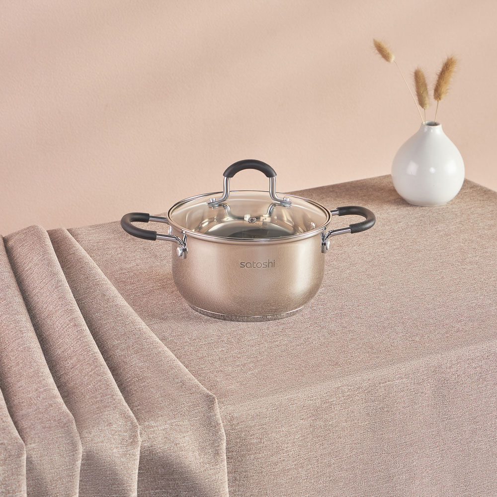 SATOSHI Альбер Кастрюля 18х10,5см, 2,5л, со стекл. крышкой, индукция, арт.№ 822-213