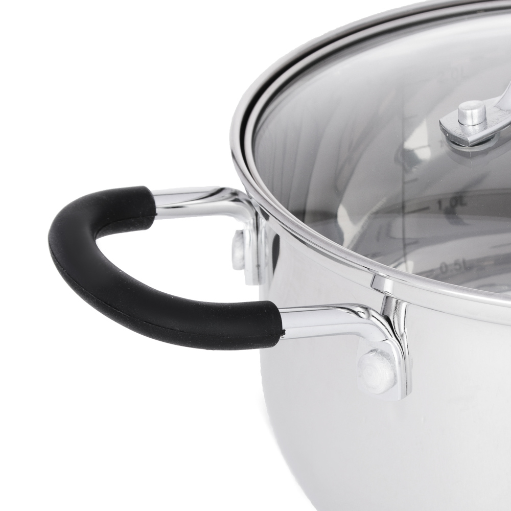 SATOSHI Альбер Кастрюля 18х10,5см, 2,5л, со стекл. крышкой, индукция, арт.№ 822-213
