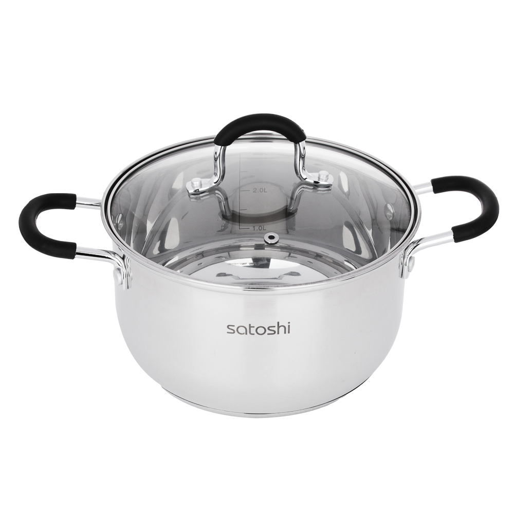 SATOSHI Альбер Кастрюля 20х11,5см, 3,4л, со стекл. крышкой, индукция, арт.№ 822-214