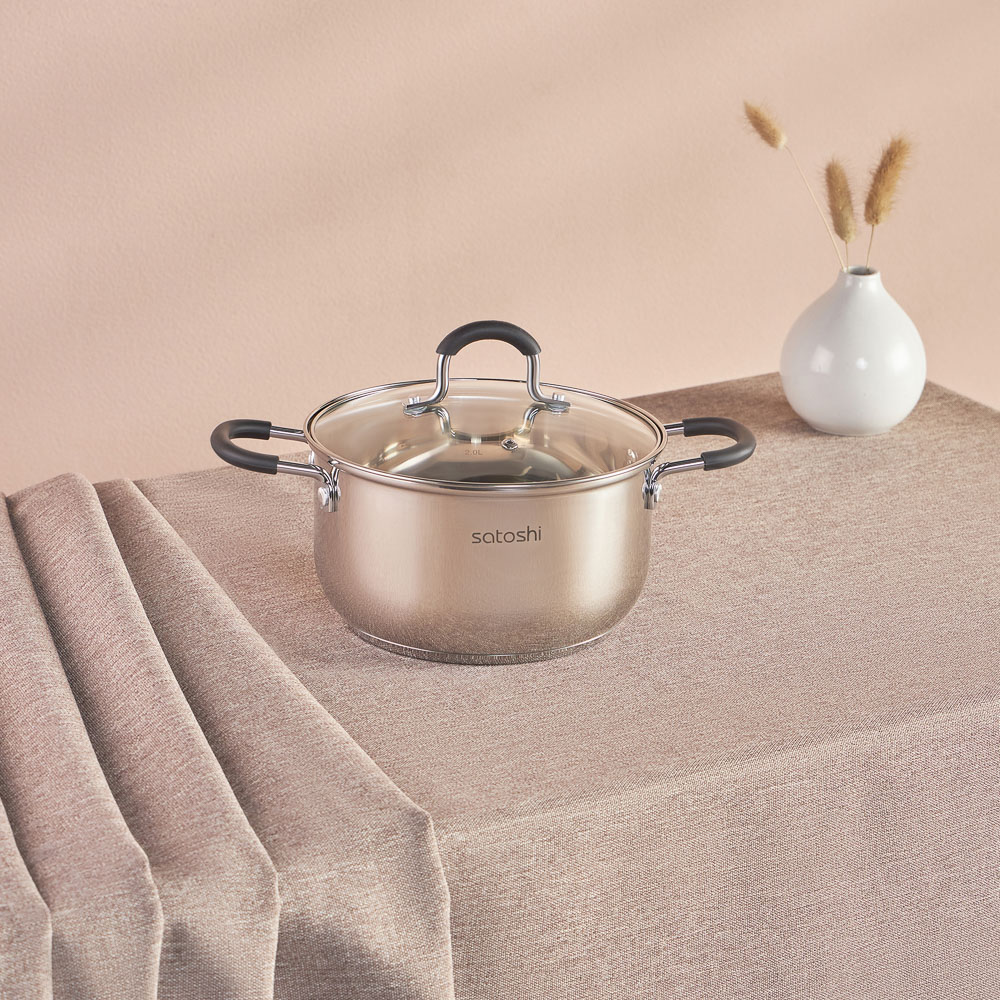 SATOSHI Альбер Кастрюля 20х11,5см, 3,4л, со стекл. крышкой, индукция, арт.№ 822-214