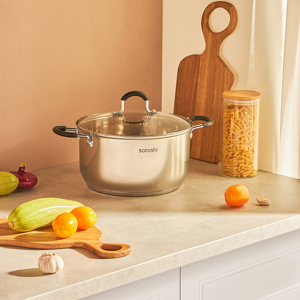 SATOSHI Альбер Кастрюля 24х13,5см, 5,9л, со стекл. крышкой, индукция, арт.№ 822-215