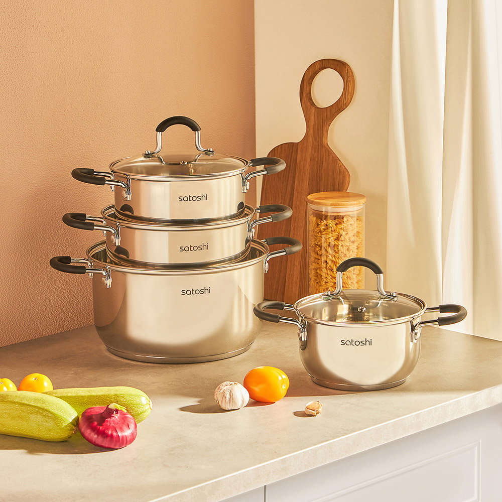 SATOSHI Альбер Кастрюля 24х13,5см, 5,9л, со стекл. крышкой, индукция, арт.№ 822-215