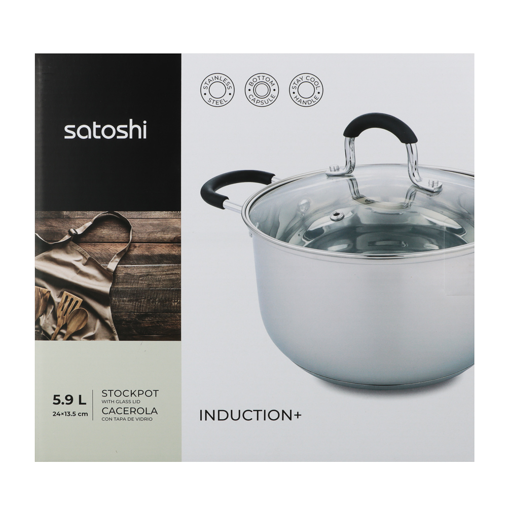 SATOSHI Альбер Кастрюля 24х13,5см, 5,9л, со стекл. крышкой, индукция, арт.№ 822-215