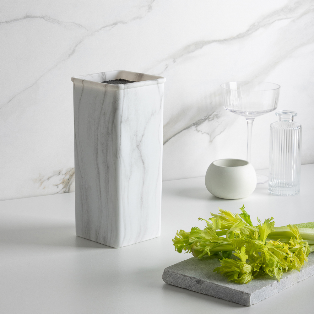 SATOSHI Мрамор Подставка для ножей 10x10x22,5см, полипропиленовые разделители, арт.№ 803-308