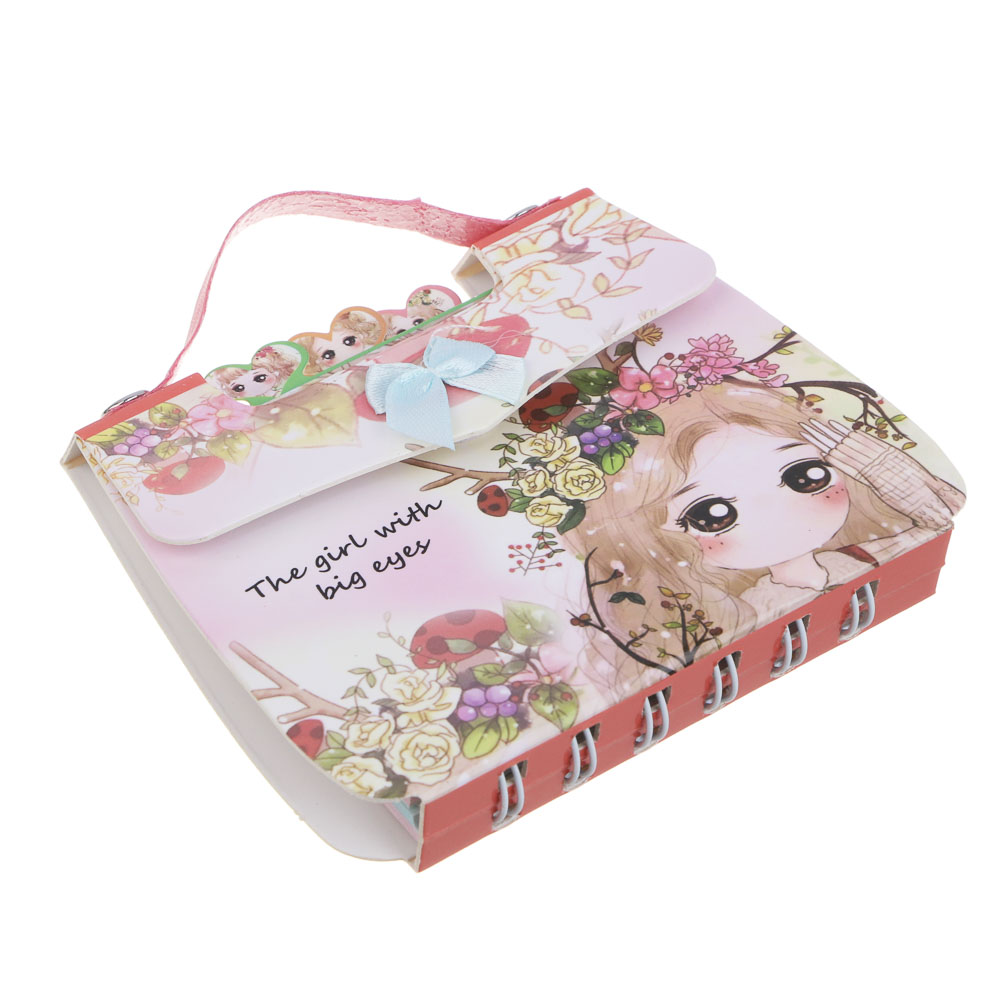 Записная книжка фигурная, 11,3х9,8см, 57л., "Девочки", в форме сумочки, клапан на лип., ручка, 4 диз, арт.№ 557-010