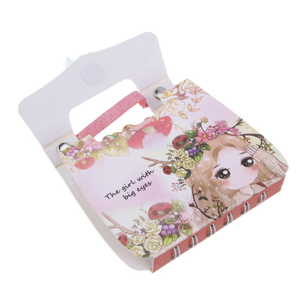 Записная книжка фигурная, 11,3х9,8см, 57л., "Девочки", в форме сумочки, клапан на лип., ручка, 4 диз, арт.№ 557-010