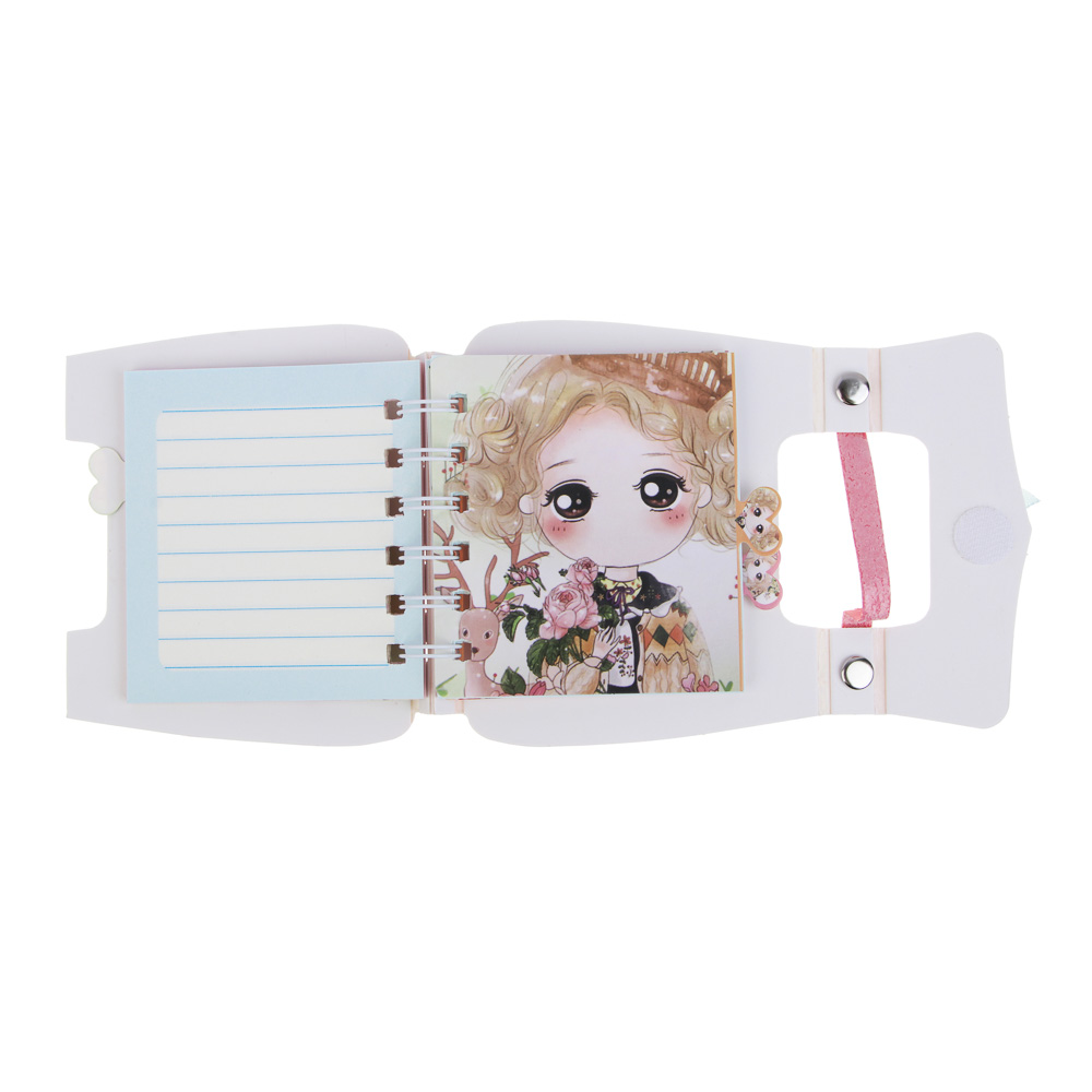 Записная книжка фигурная, 11,3х9,8см, 57л., "Девочки", в форме сумочки, клапан на лип., ручка, 4 диз, арт.№ 557-010