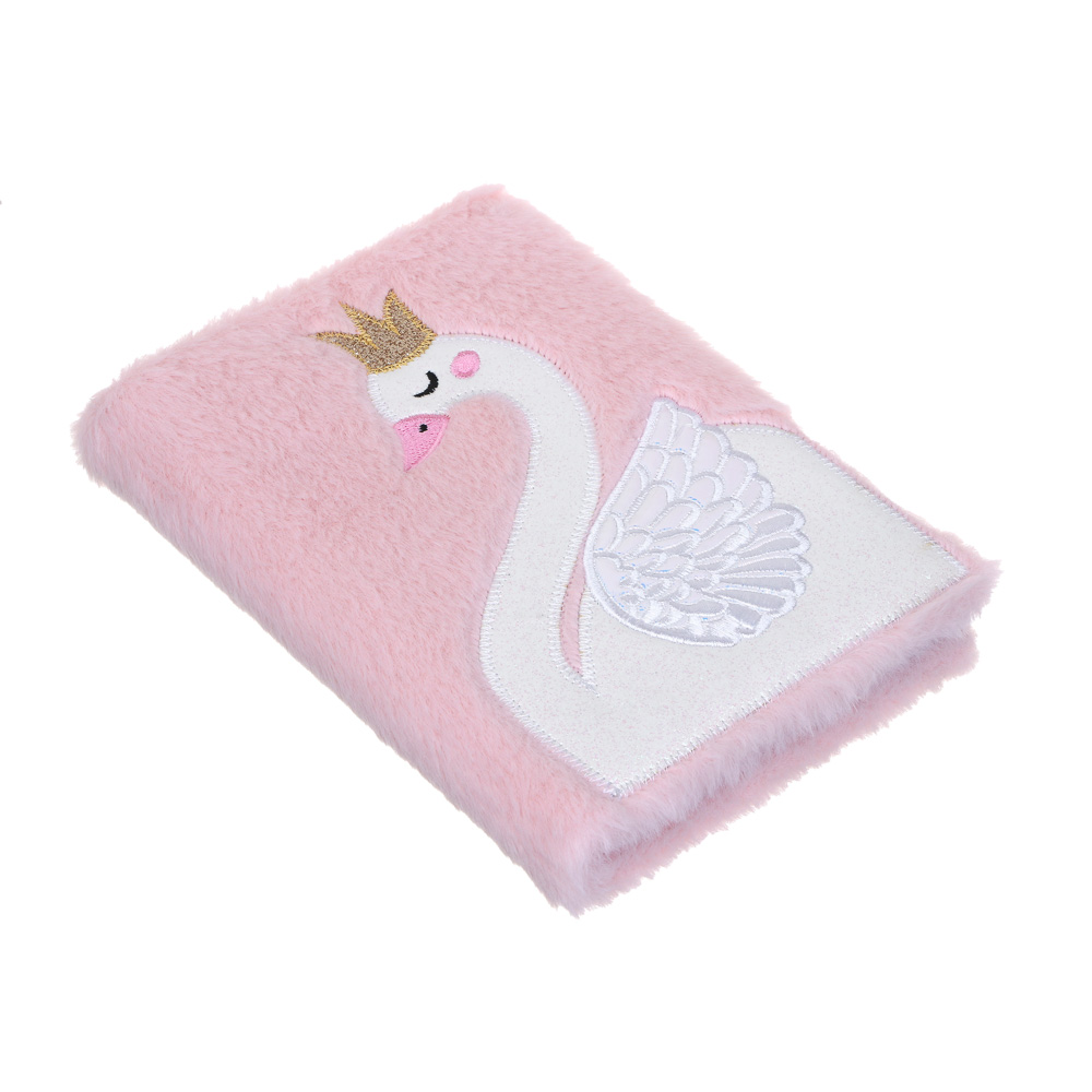 Записная книжка B6, 18х13см, 80 листов, твердая обложка, плюш, нашивка, вышивка, 2 дизайна, арт.№ 557-037