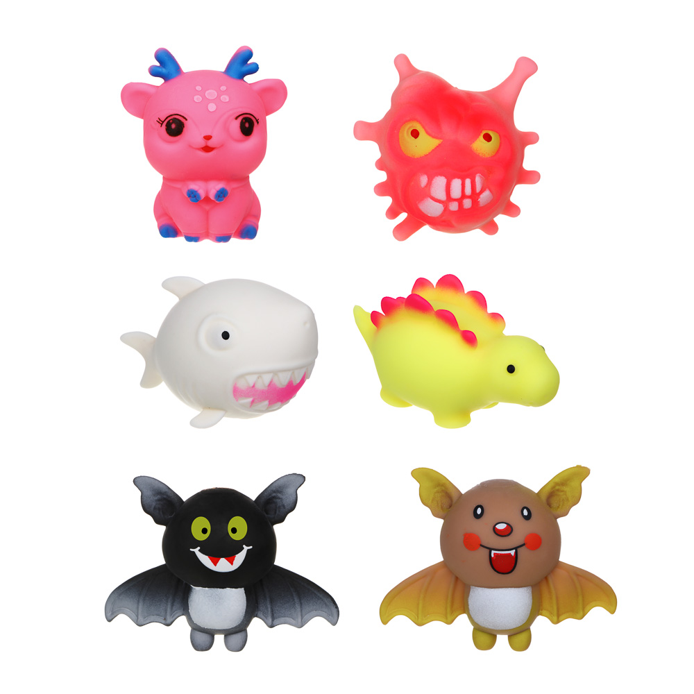 LASTIKS Мялка в виде животных/ фруктов, ТПР, 6-12см, 6 дизайнов, арт.№ 297-076