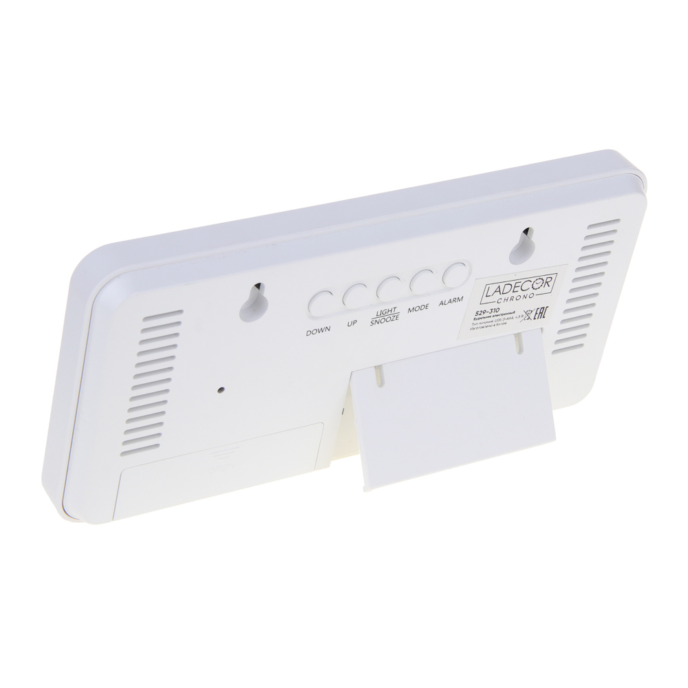 LADECOR CHRONO Будильник электронный, 16,5x1,5x8 см, АВС пластик, 3xAАA, оправа цвет белый, арт.№ 529-310