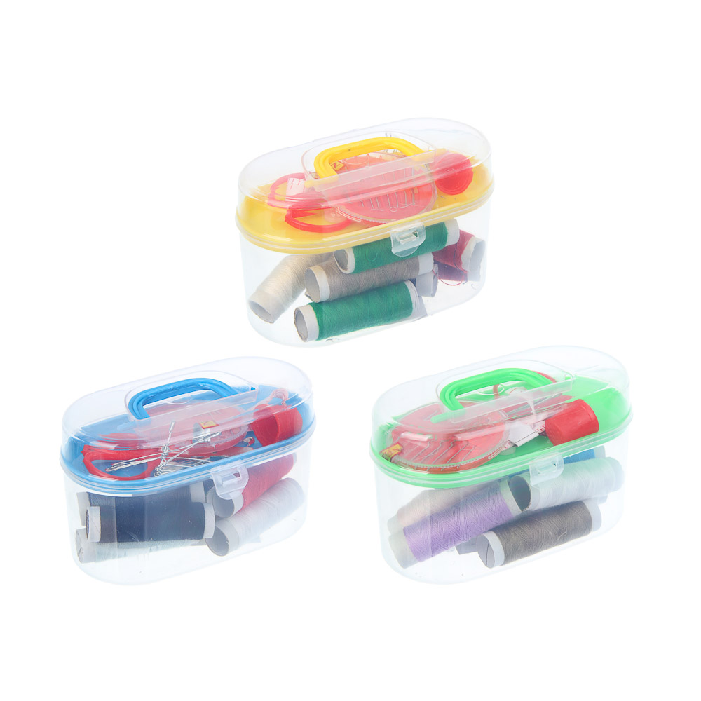 Набор швейных принадлежностей 15 пр. в пластик боксе (нитки, иголки, ножницы, сантиметр и т.д.), арт.№ 308-277