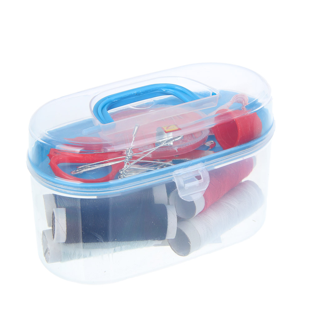 Набор швейных принадлежностей 15 пр. в пластик боксе (нитки, иголки, ножницы, сантиметр и т.д.), арт.№ 308-277