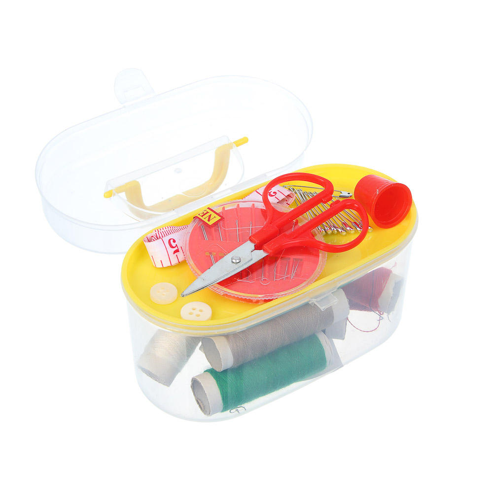 Набор швейных принадлежностей 15 пр. в пластик боксе (нитки, иголки, ножницы, сантиметр и т.д.), арт.№ 308-277