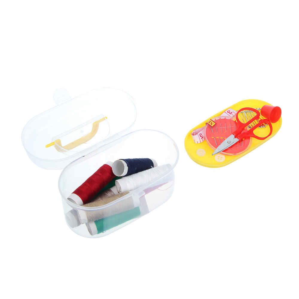 Набор швейных принадлежностей 15 пр. в пластик боксе (нитки, иголки, ножницы, сантиметр и т.д.), арт.№ 308-277