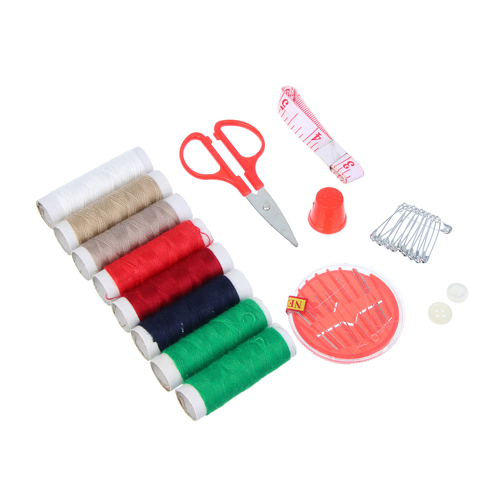 Набор швейных принадлежностей 15 пр. в пластик боксе (нитки, иголки, ножницы, сантиметр и т.д.), арт.№ 308-277