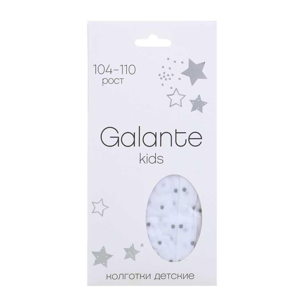 GALANTE Колготки детские с декором, 85% полиамид, 15% спандекс, 104-110/116-122/128-134, цвет белый,, арт.№ 048-022