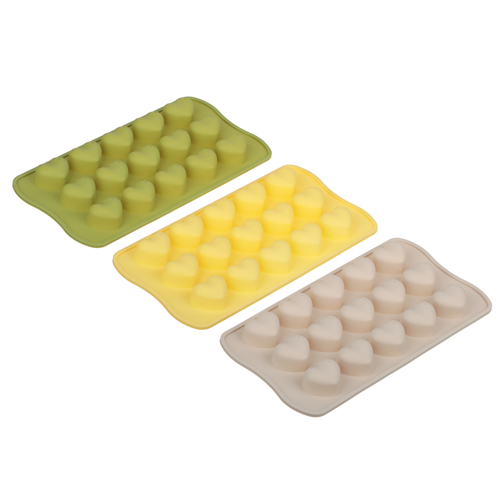 VETTA Форма силиконовая для шоколада и льда 15 ячеек, 21x10x1,6см "Конфета", 3 цвета, арт.№ 856-001