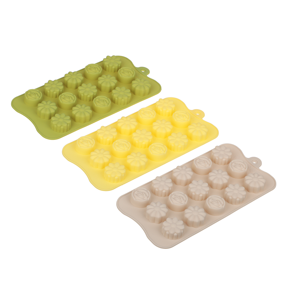 VETTA Форма силиконовая для шоколада и льда 15 ячеек, 21x10x1,6см "Шоколадка", 3 цвета, арт.№ 856-002