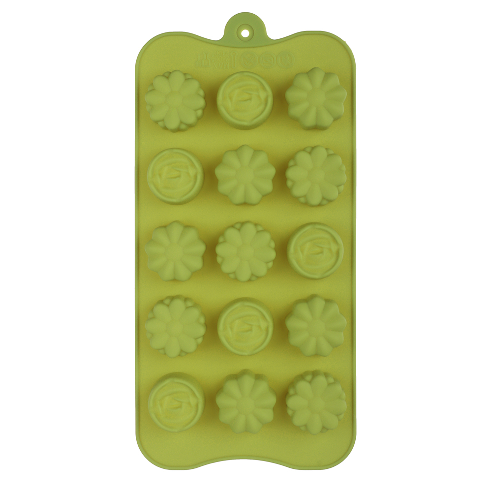 VETTA Форма силиконовая для шоколада и льда 15 ячеек, 21x10x1,6см "Шоколадка", 3 цвета, арт.№ 856-002