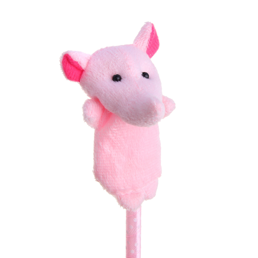 Ручка шариковая синяя, наконечник в форме зверят, корпус 18,5см с эфф.голографии, ткань, PP, 4диз., арт.№ 526-028