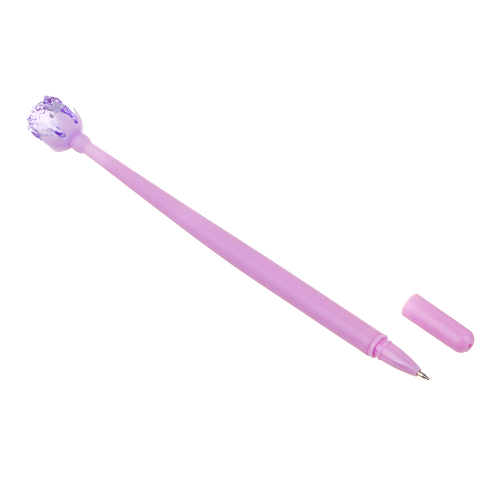 Ручка шариковая синяя, гибкий корпус, наконечник в форме цветка, пластик, акрил, 22,5см, 3 дизайна, арт.№ 526-029