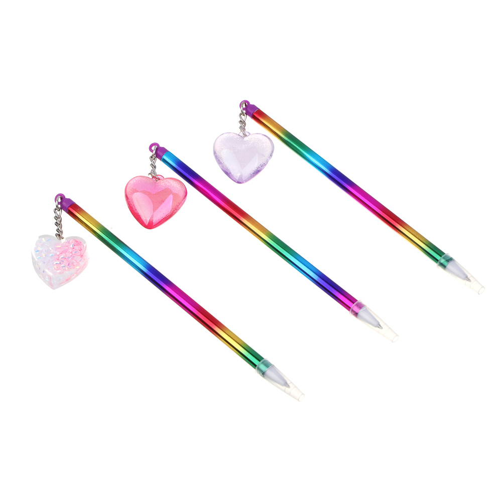 Ручка шариковая синяя с подвеской в форме сердца, пластик, акрил, корпус 17,5 см, 3 дизайна, арт.№ 526-030