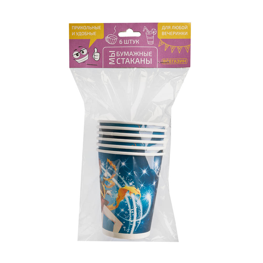ВСЁГАЗИН Набор бумажных стаканов 6шт, аниме, 250мл, арт.№ 499-066