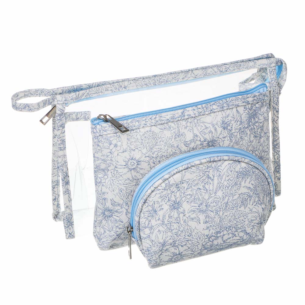 ЮL Косметички в наборе 3 шт Флора, ПВХ, ПЭ, 25х16х8см/20х14х3см/15х10х6см, 2 цвета, арт.№ 327-327