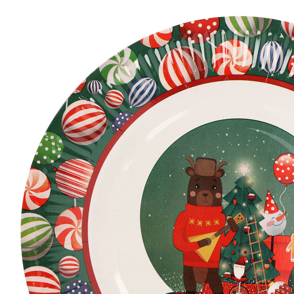 Набор бумажных тарелок Рождественская сказка, 6 шт d=230 мм, арт.№ 530-423